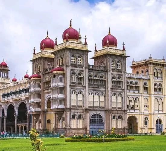 Mysore Palace illuminated at night